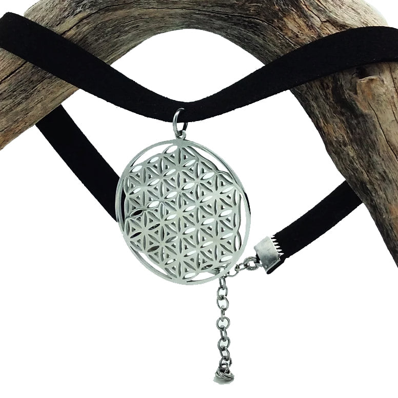 Flower Of Life Vegan Leather Choker