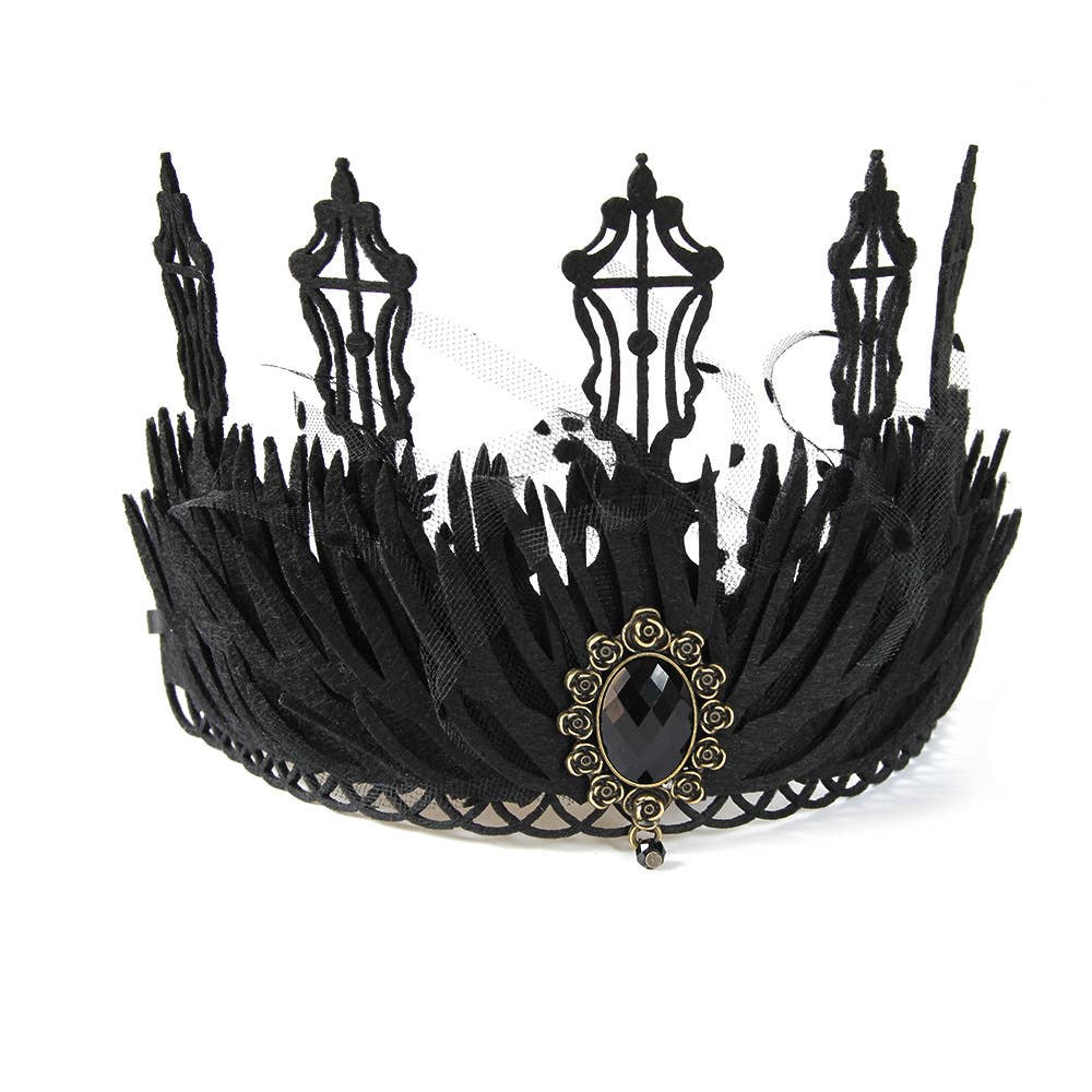 Gothic Baroque Vintage Halloween Crown: Black, One Size
