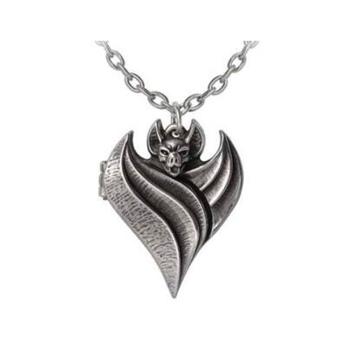 Darken Heart Bat Locket Necklace