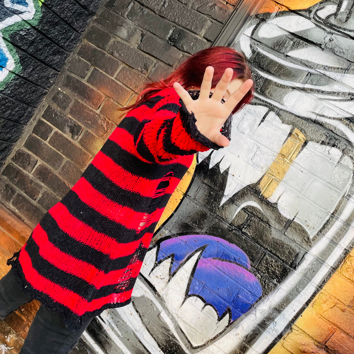 Slasher Distressed Sweater - Blood Noir