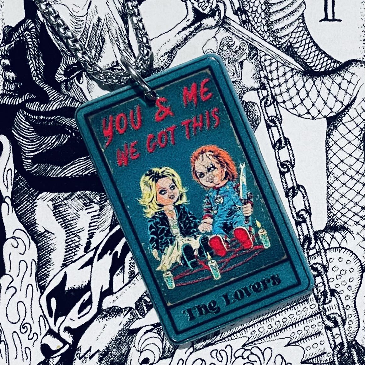 Horror Tarot Lovers Necklace