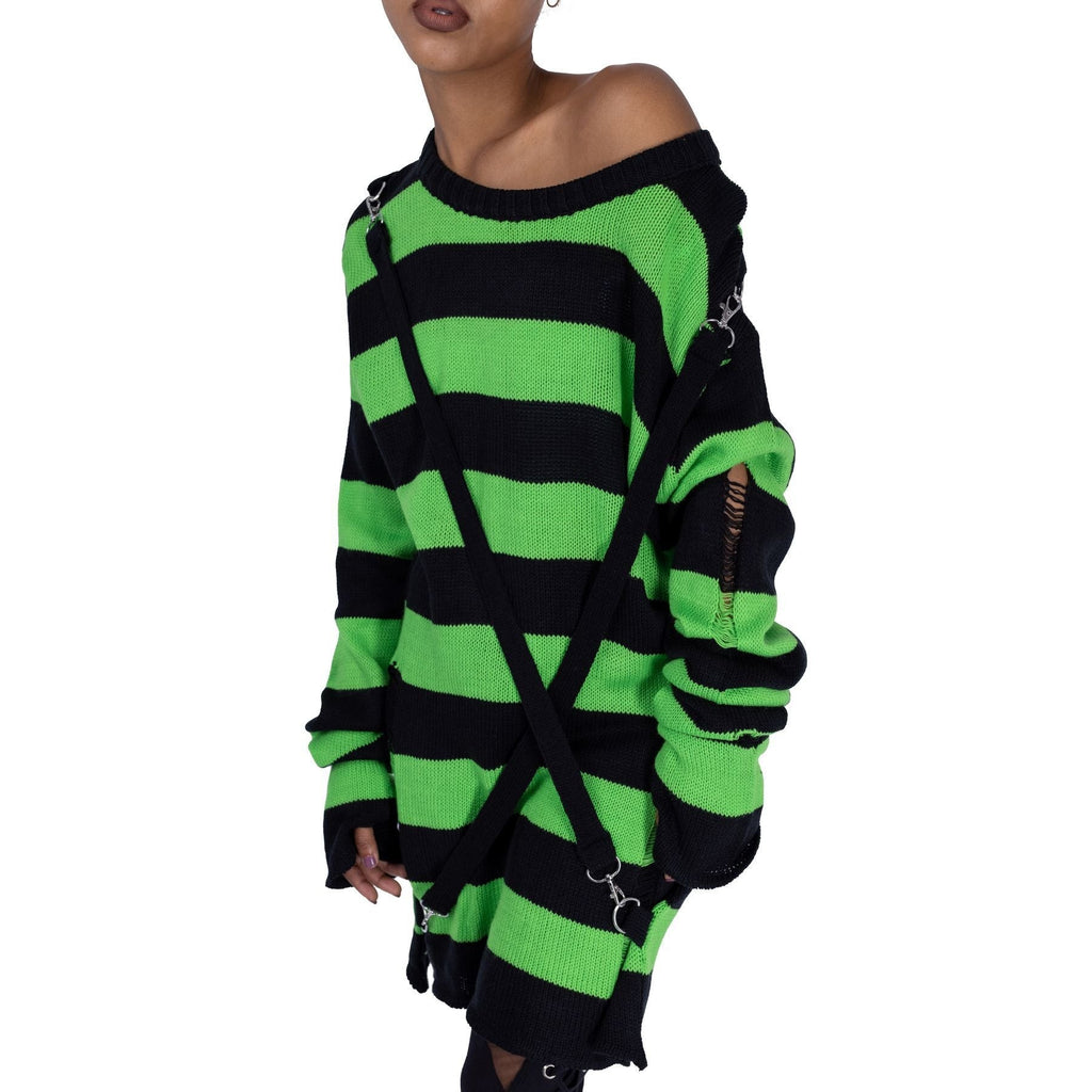 Oriana Green Striper Jumper