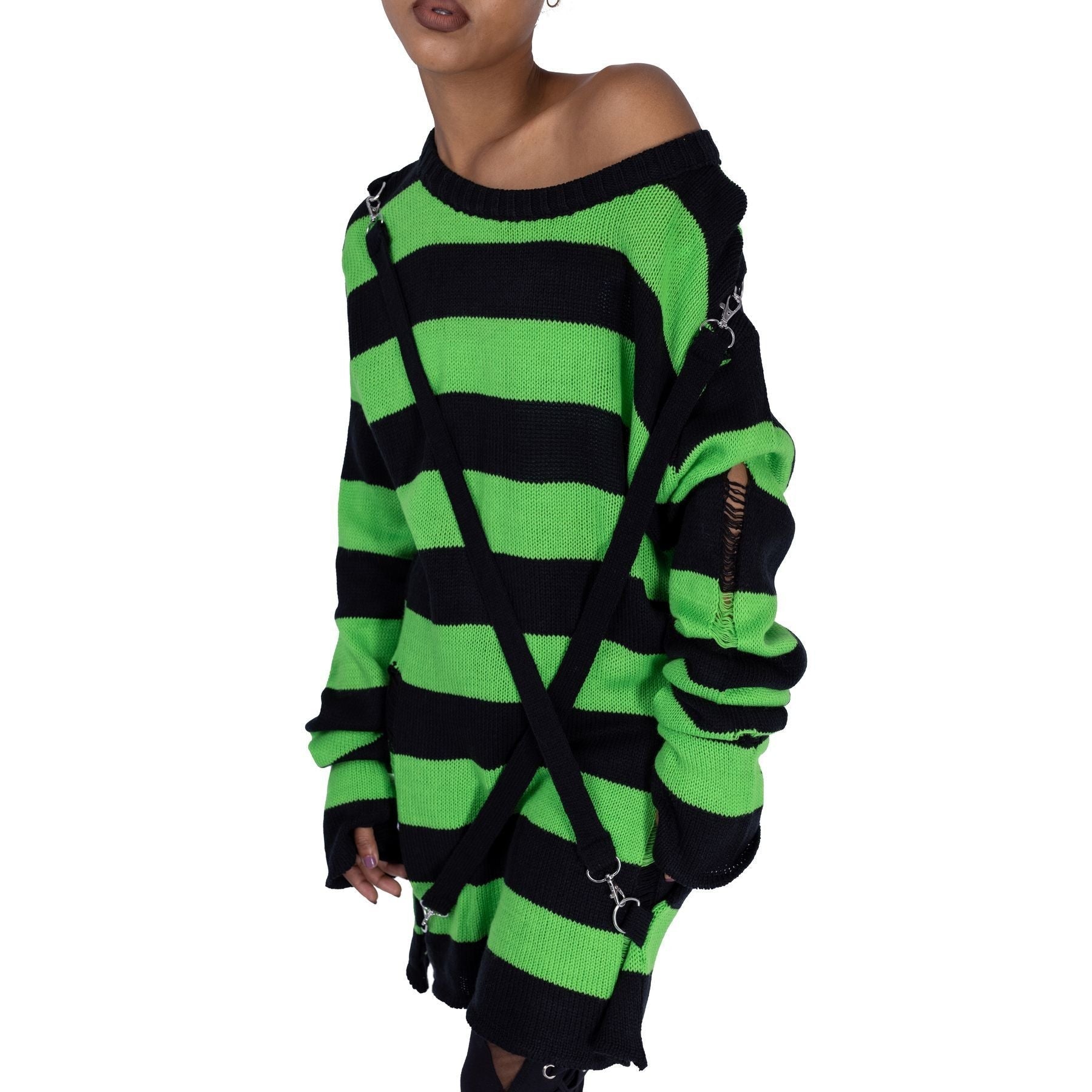 Oriana Green Striper Jumper