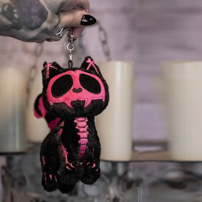 Bubblegum Bones Skelekitty Plush Keychain