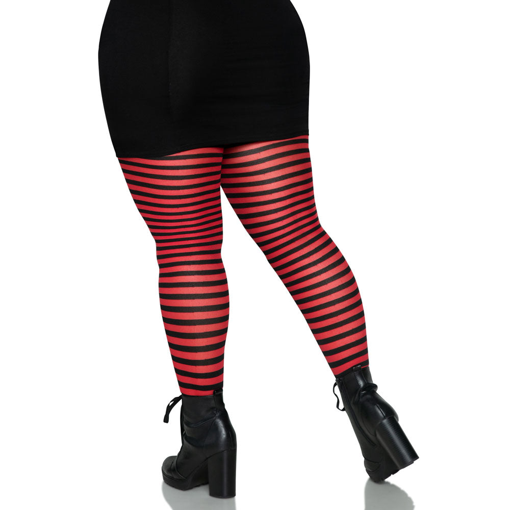 Wicked Stripe Tights - Black/Red Plus Size 2X