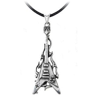 Flaming V Guitar Necklace