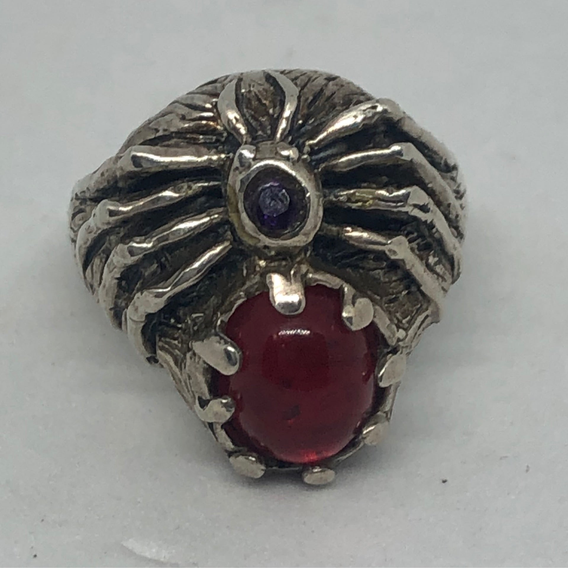 Spider Silver Red Ring
