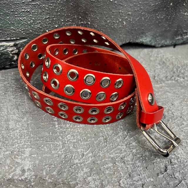 Red Rebel Double Riveted Leather Belt (Medium)