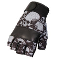 Ancient Skulls Fingerless Leather Gloves