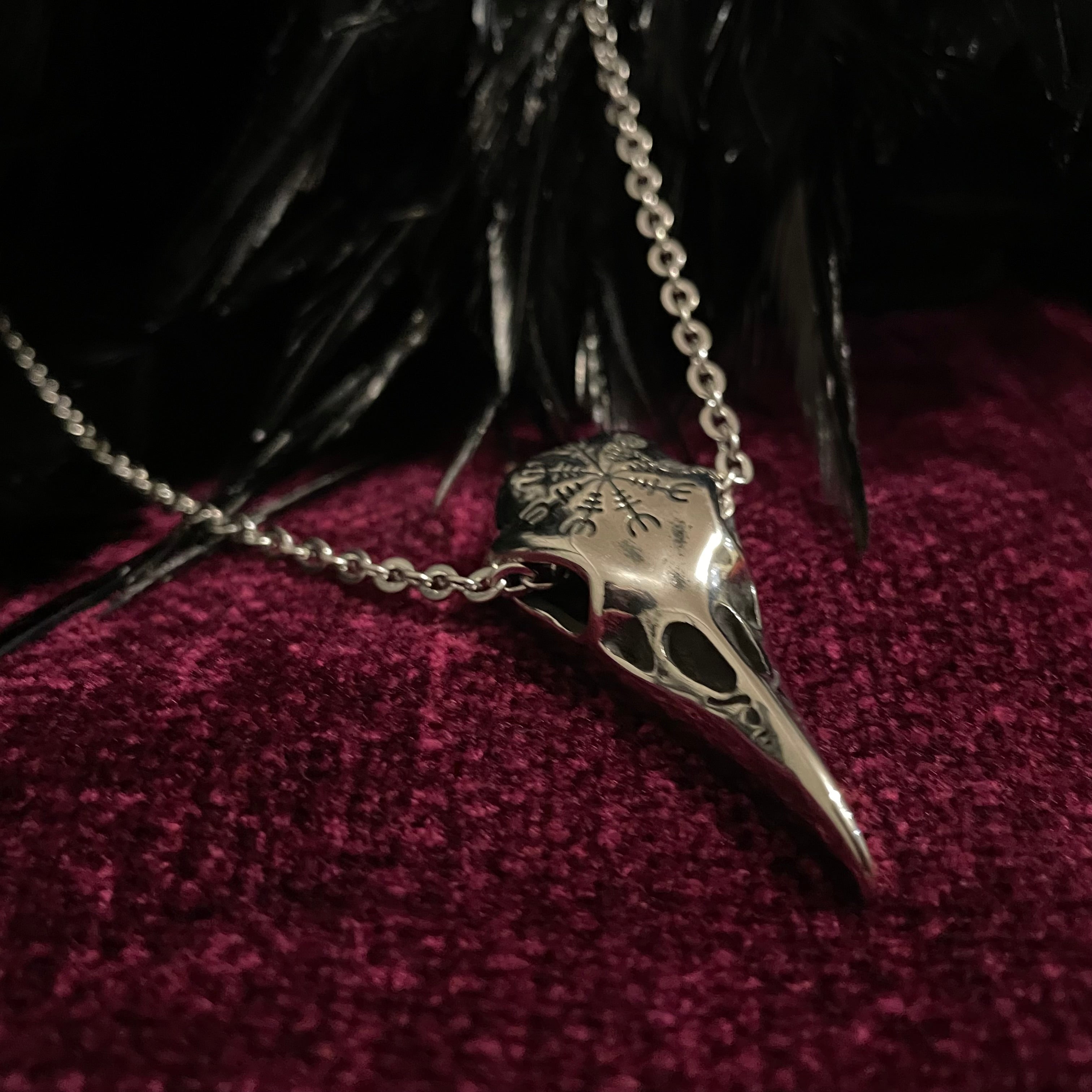 Guiding Spirit Vegvisir Crow Necklace