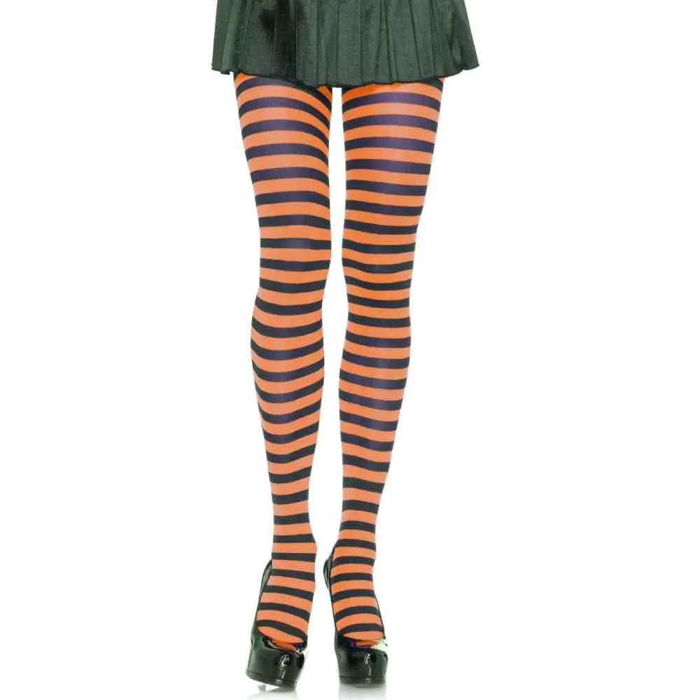 Wicked Stripe Tights - Orange
