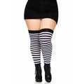 Wicked Stripes Thigh Highs - Black and White PLUS