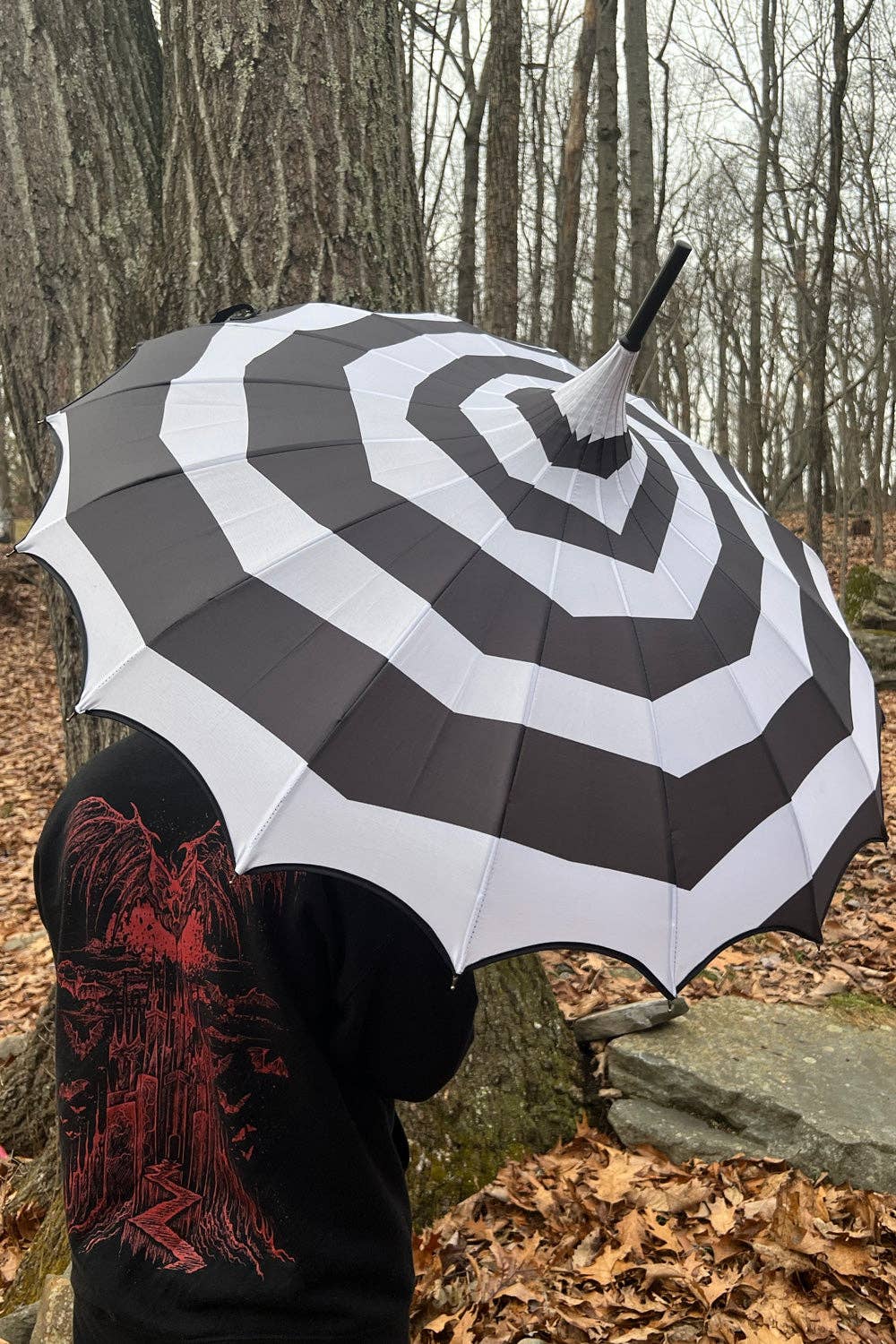Batwing Spooky Ghostly Spiral Pagoda Umbrella