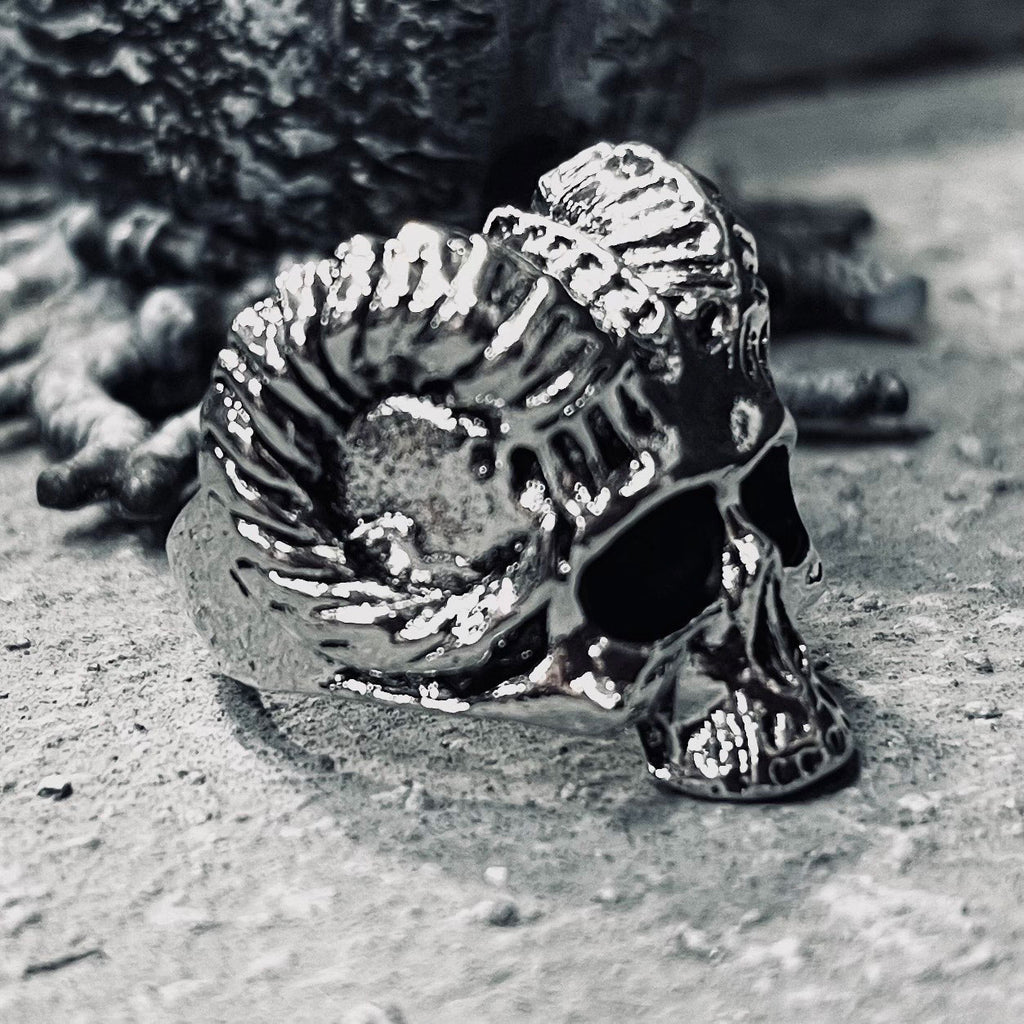 Unholy Faunus Horned Skull Ring