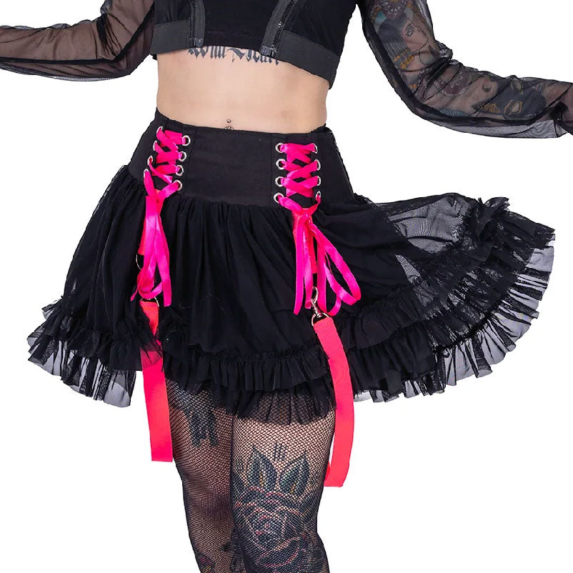 Chaotic Skirt Black-Pink