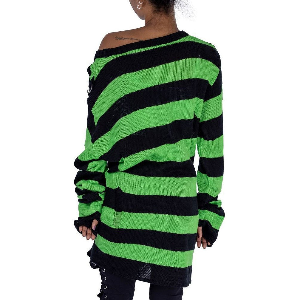 Oriana Green Striper Jumper