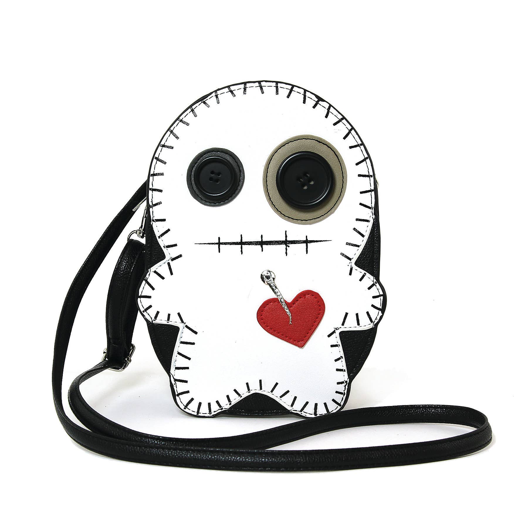 Stitched Voodoo Doll Crossbody Bag: White