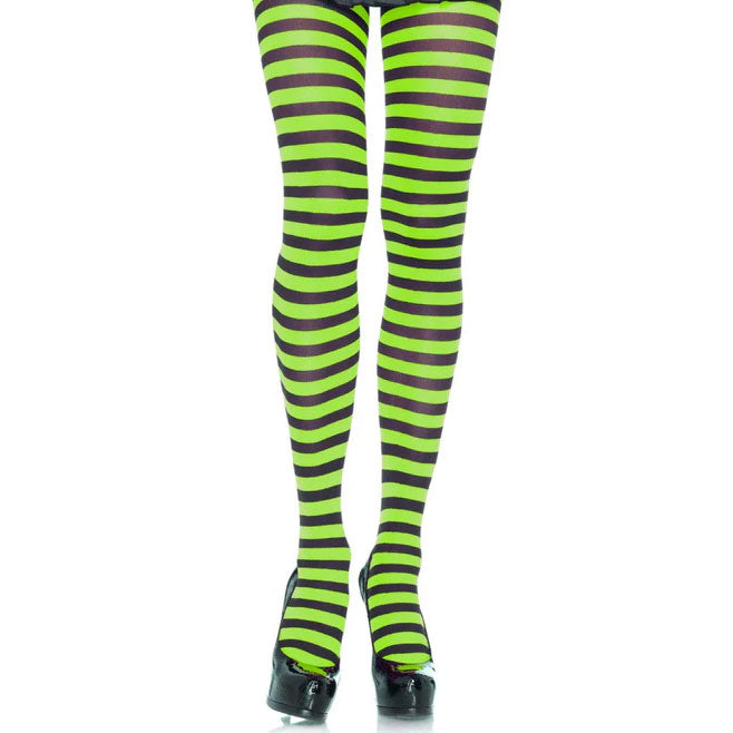 Wicked Stripe Tights - Neon