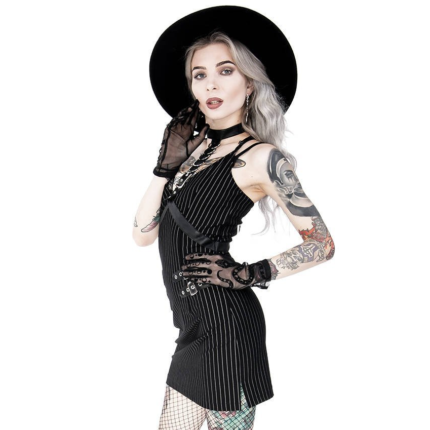 Comare Collared Pinstripe Mini Dress