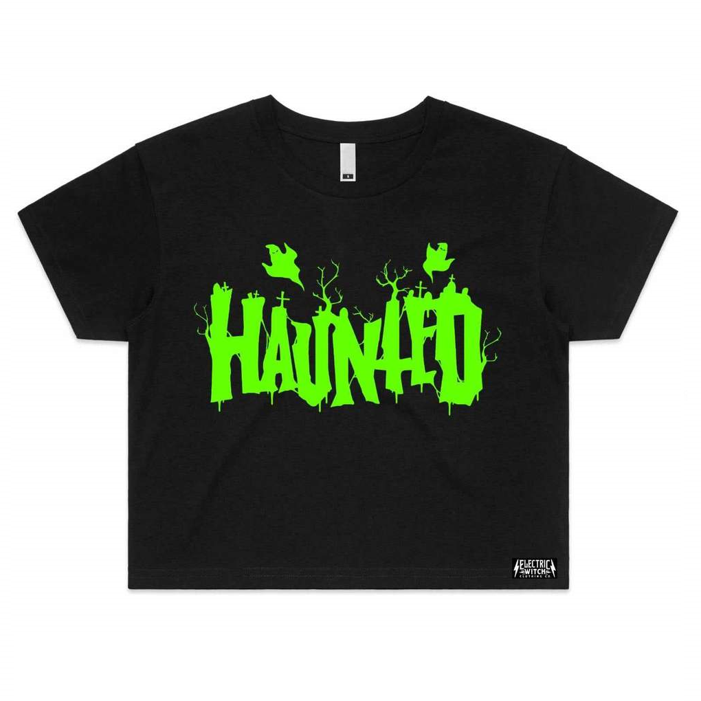 Haunted Crop Top (White/Green)