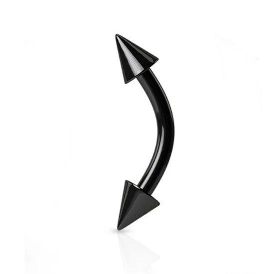 Curve Barbell Surgical Steel Black Spikes