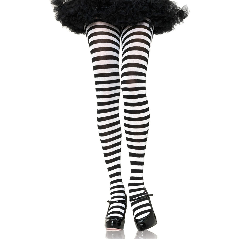 Wicked Stripe Tights - Black and White