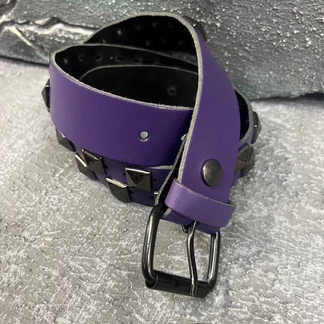 Purple Divide Studded Leather Belt