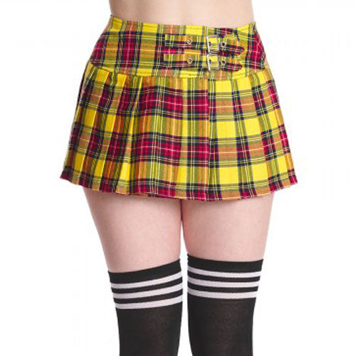 Dark Doll Laburnum Yellow Tartan Mini Skirt