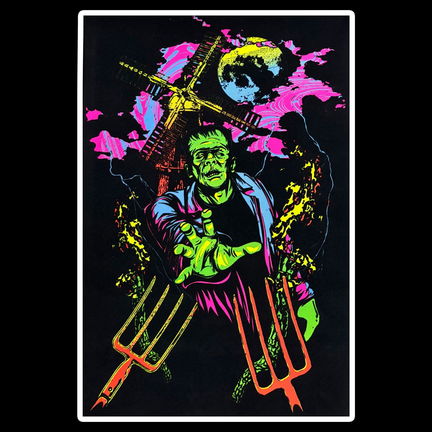 Frankenstein Monster UV Flocked Blacklight Poster 198