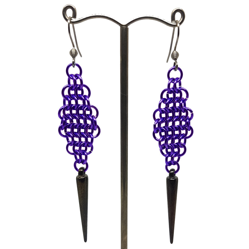 Chainmaille Diamond Shield Armour Earrings