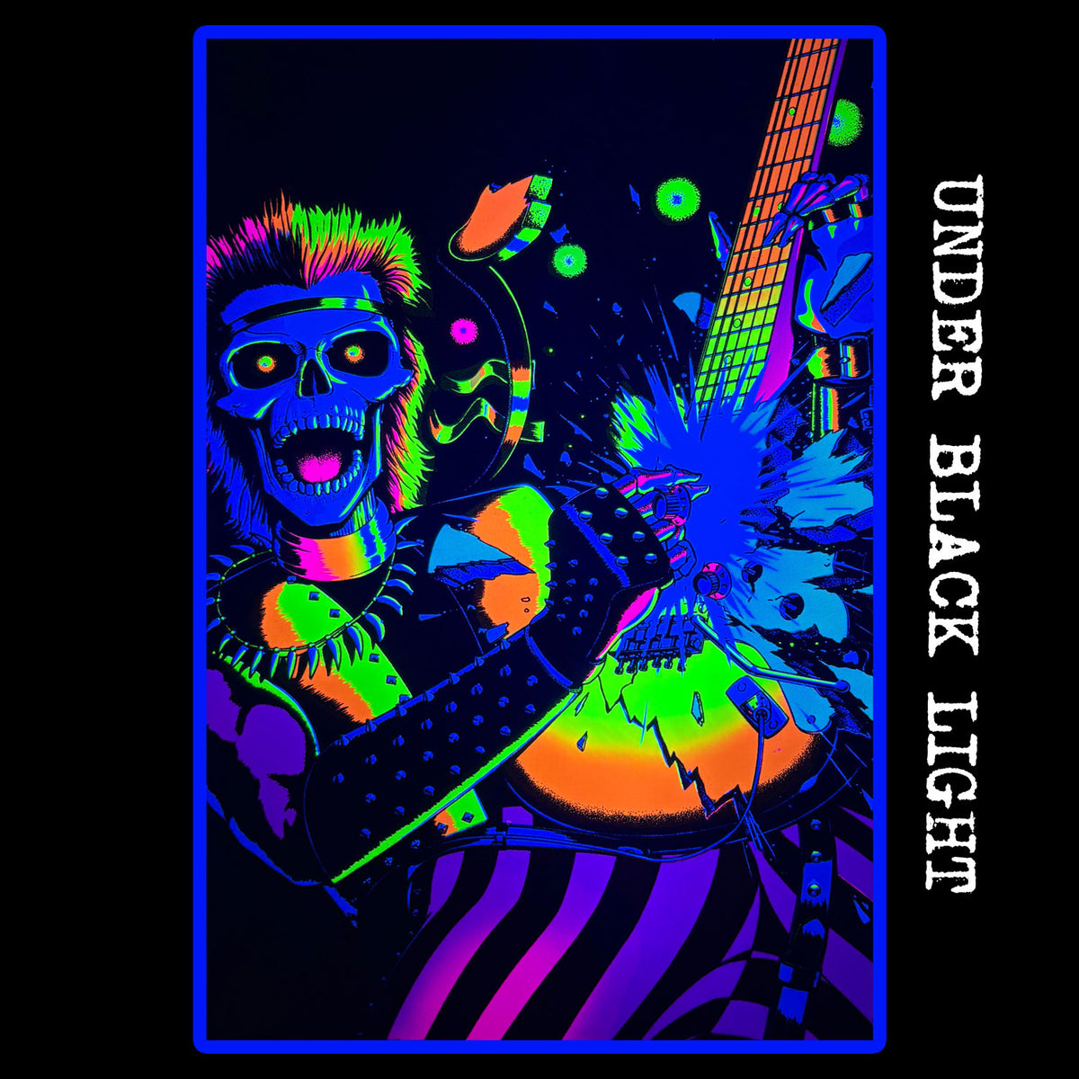 Skull Rocker Flocked Black Light Poster 200