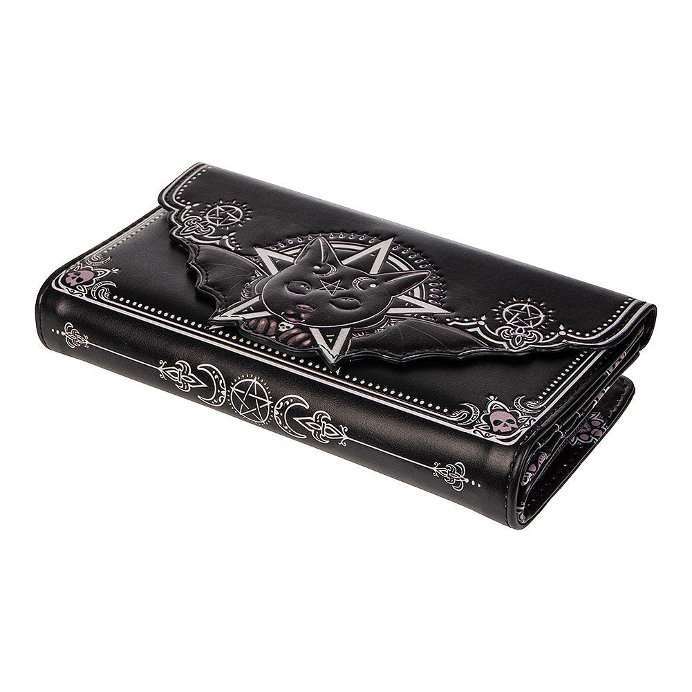 Malpuss Black Bat Cat Embossed Wallet