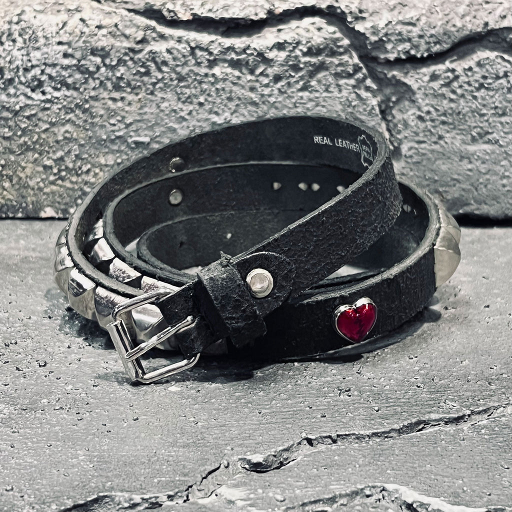 Alchemy Castile Heart-Ache Studded Leather Belt
