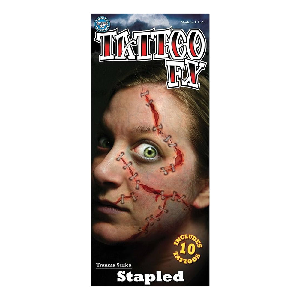 Trauma - Stapled Horror Faux Tattoo