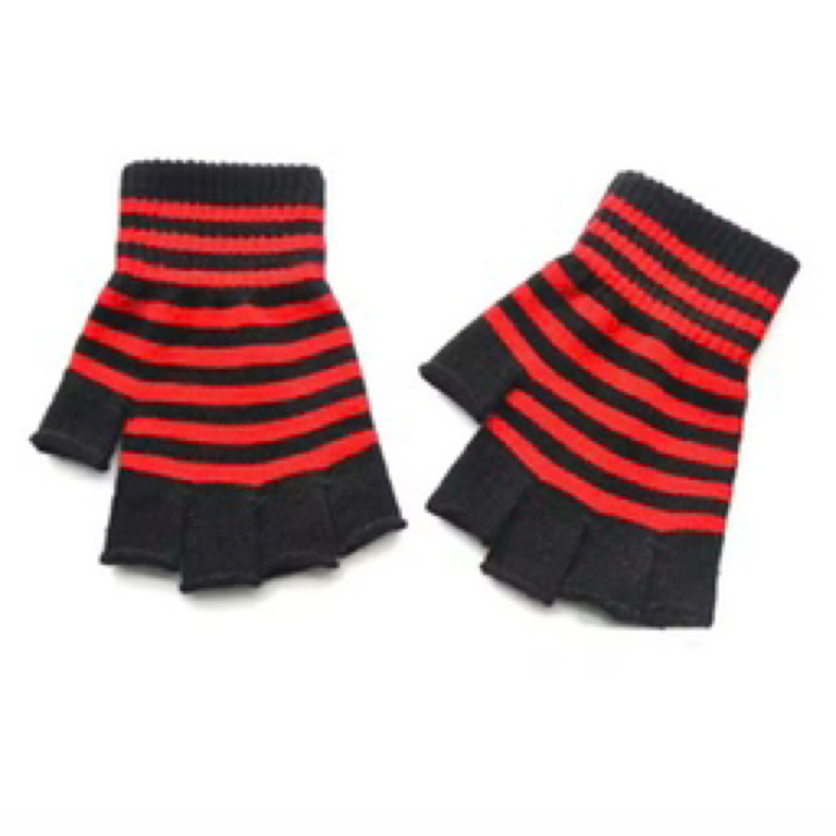 Fingerless Stripe Gloves - Doomsday Red