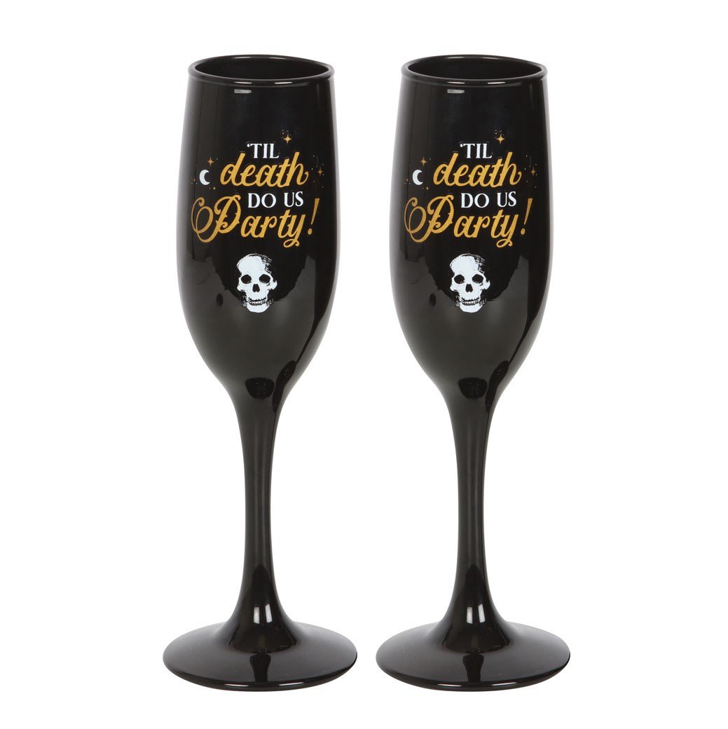 Pair Of Til Death Do Us Party Champagne Flutes