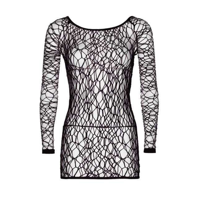 Distressed Web Net Mini Dress