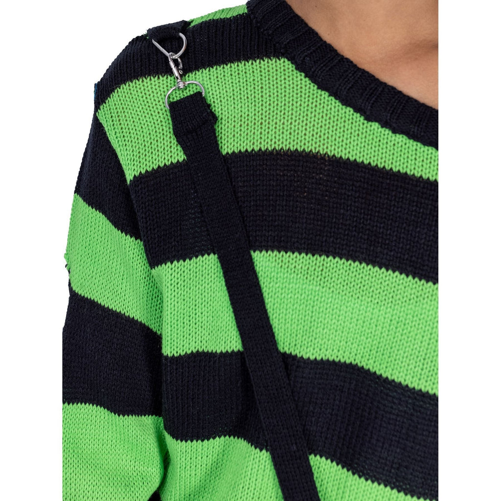Oriana Green Striper Jumper