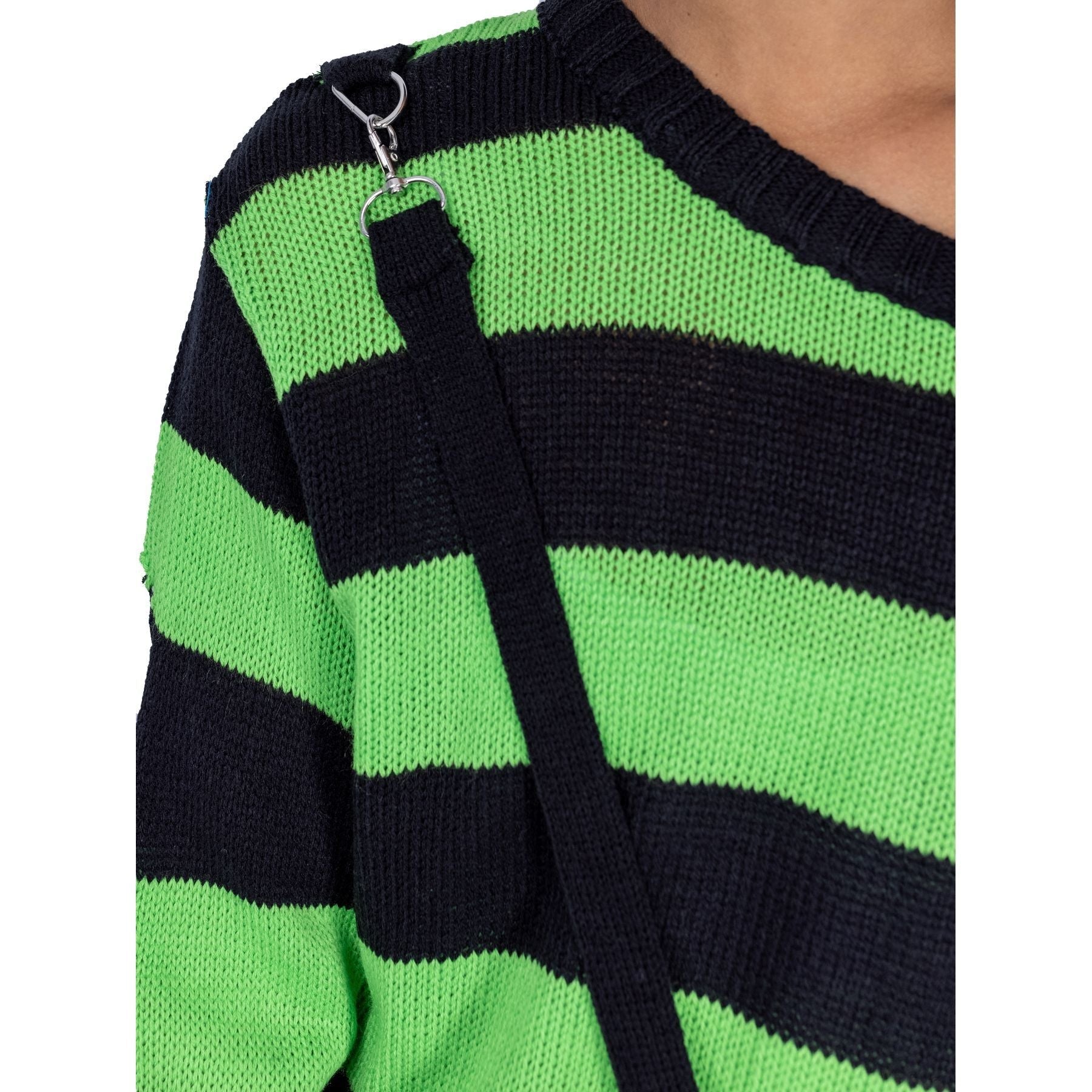 Oriana Green Striper Jumper