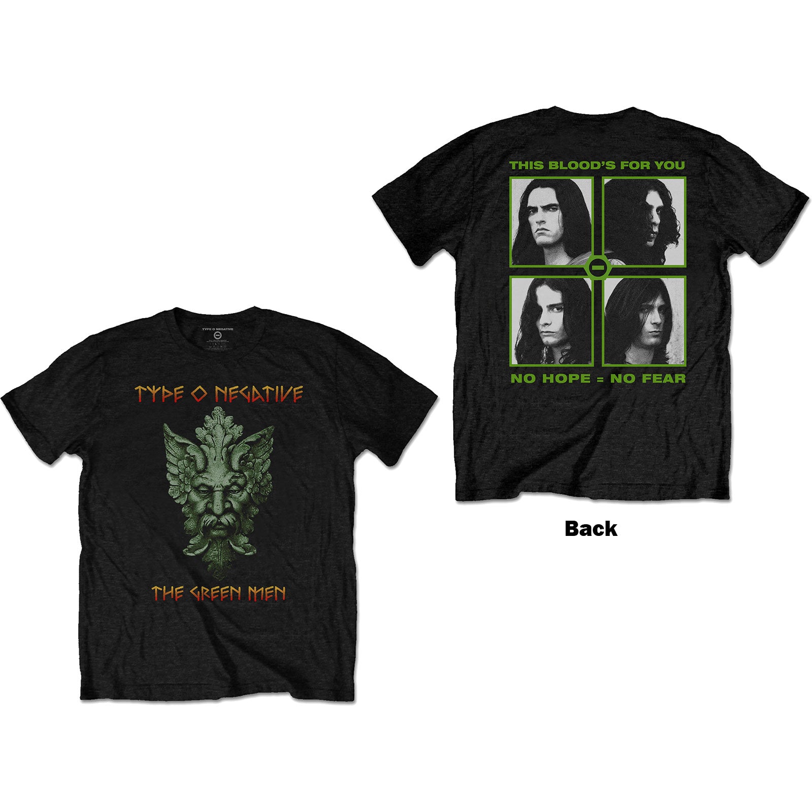 TYPE O NEGATIVE Green Men Tee (Backprint)