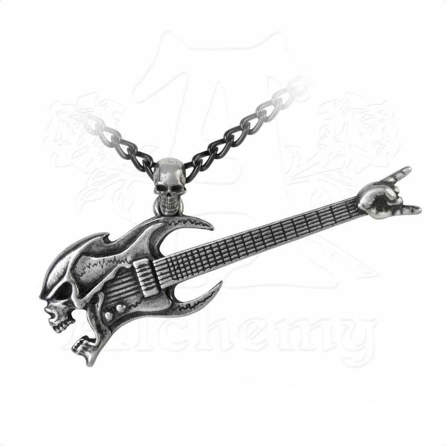 Shred Guitar Skull Necklace