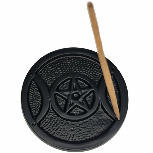 Pentacle Triple Moon Incense Holder Black
