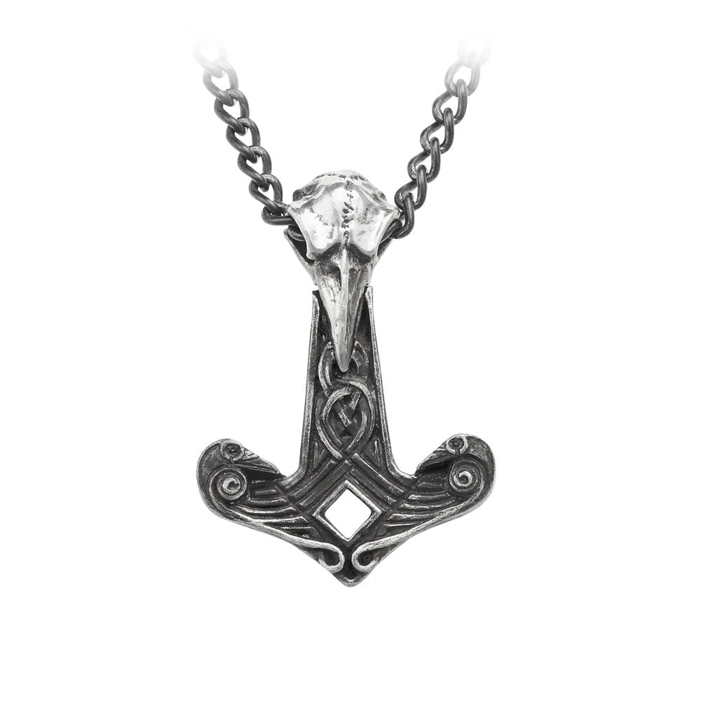 Raven Hammer Mjölnir Pendant Necklace
