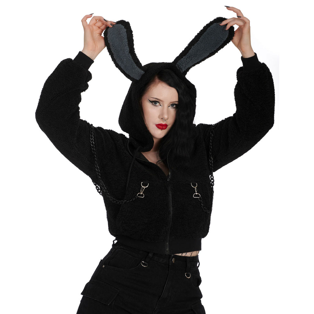Black Bunny Laced Hood