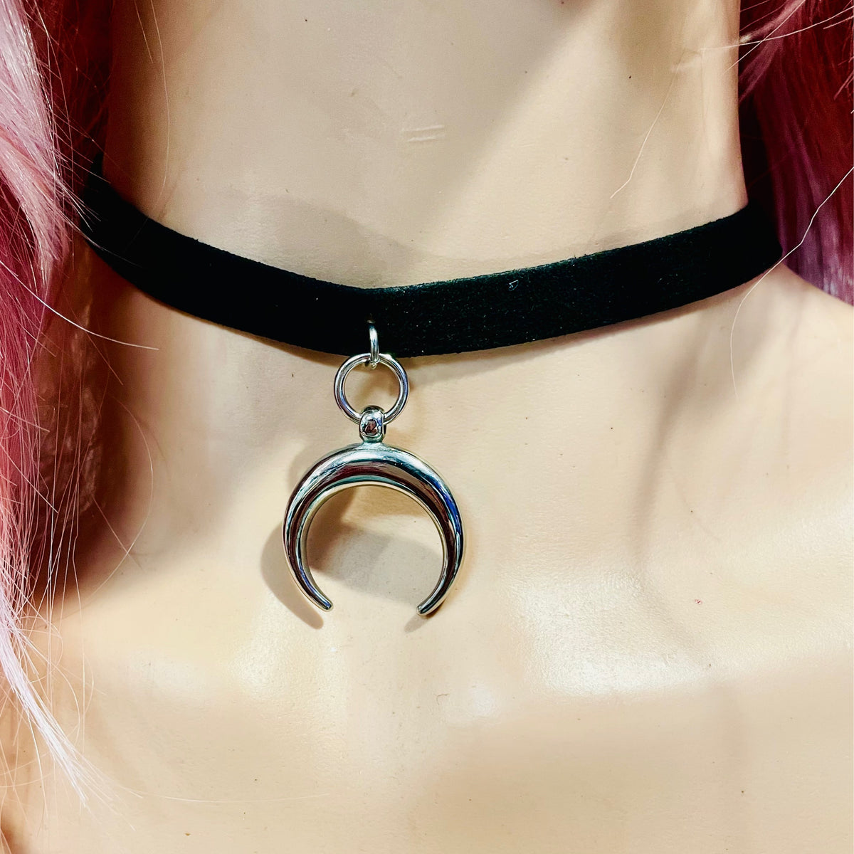 Crescent Moon Vegan Leather Choker