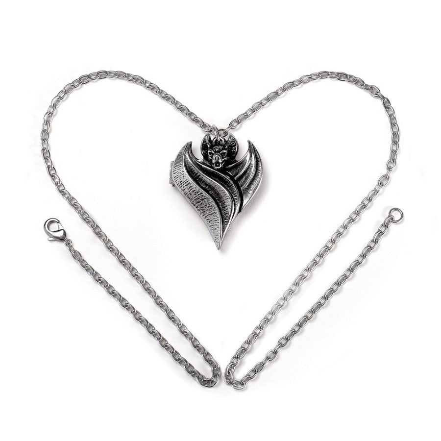 Darken Heart Bat Locket Necklace