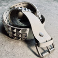 The Nameless Studded White Leather Belt