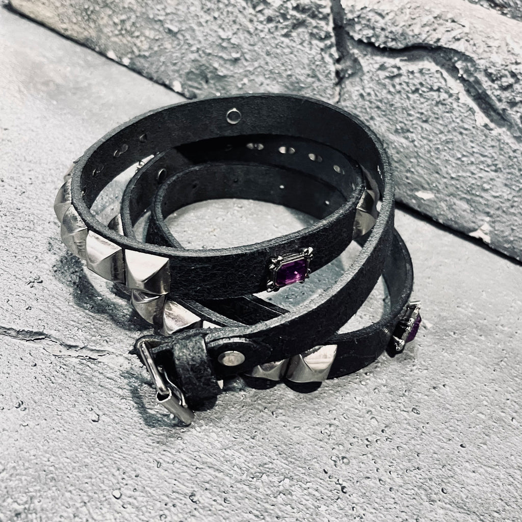 Alchemy Castile Amethyst Studded Leather Belt