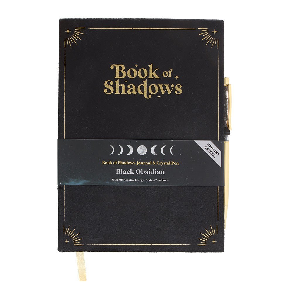 Book of Shadows Velvet Journal + Obsidian Crystal Pen