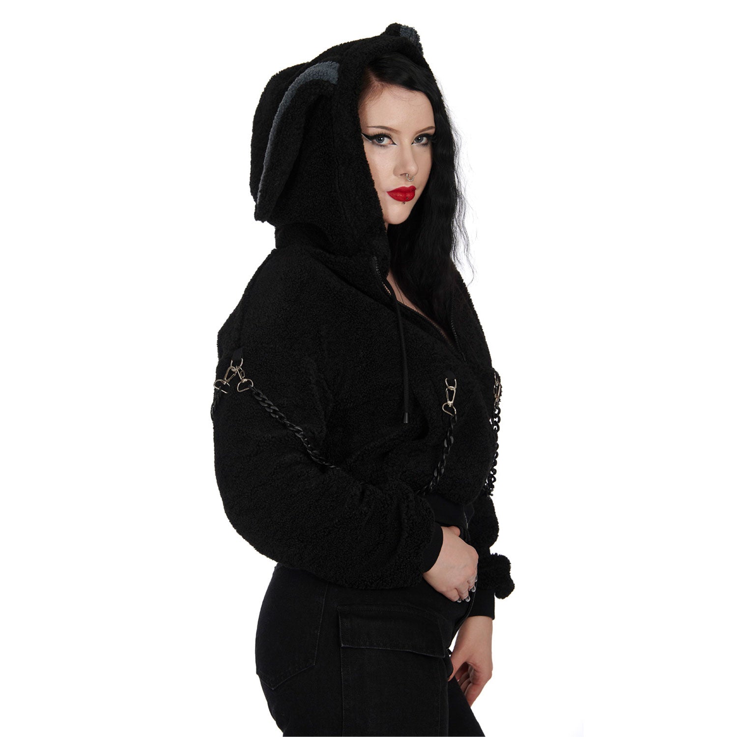 Black Bunny Laced Hood